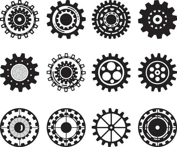 Collection of gear wheels isolated on white background. Set of gears. — Stock Vector