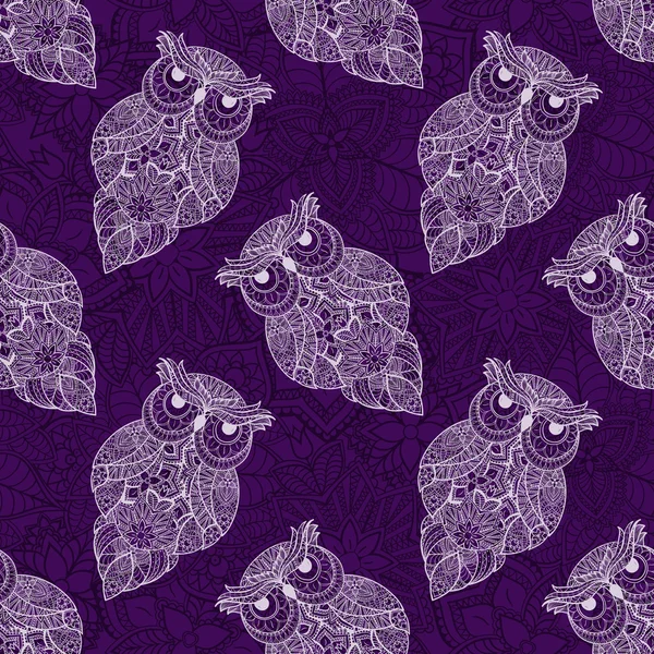 Illustration vectorielle du hibou d'ornement. Oiseau illustré en tribal . — Image vectorielle