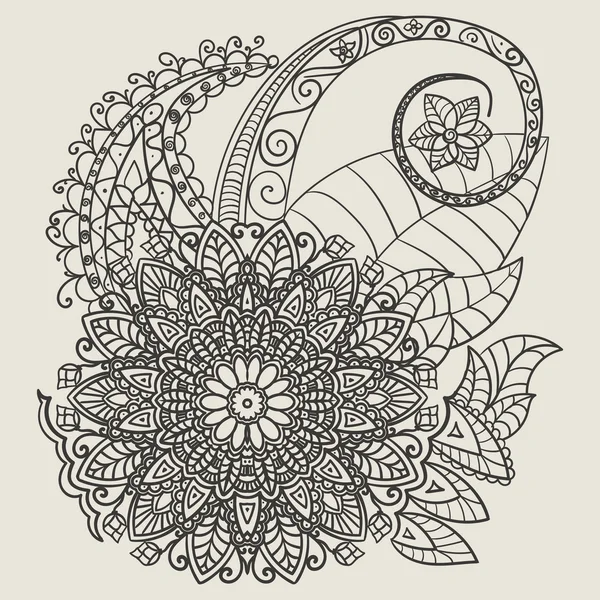 Etnia Mehndi tatuagem Doodle Henna Paisley Flores elementos — Vetor de Stock