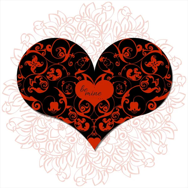 Elle çizilmiş sanatsal etnik romantic dekoratif desenli kalple doodle öğeleri St Sevgililer günü, zentangle vektör çizim yetişkin boyama kitabı, sayfa, dövme, t-shirt veya baskı için. — Stok Vektör