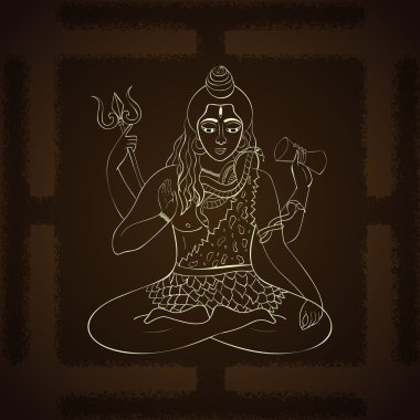 Lord Shiva. Hint tanrıları illüstrasyon. Hint Yüce Tanrı Shiva meditasyon oturan.
