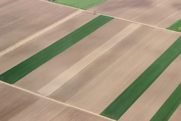 Medan dari udara. Fields foto udara. Fotografi udara dari lapangan hijau. Sudut pandang udara medan hijau . — Stok Foto