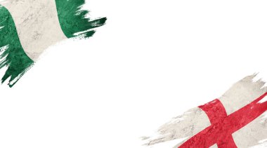 Beyaz sırtüstü duran Nijerya ve İngiltere bayrakları