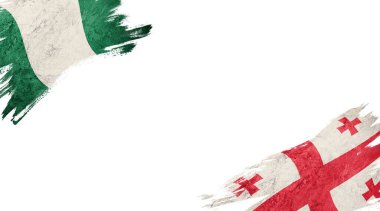 Nijerya ve Gürcistan bayrakları beyaz sırtüstü