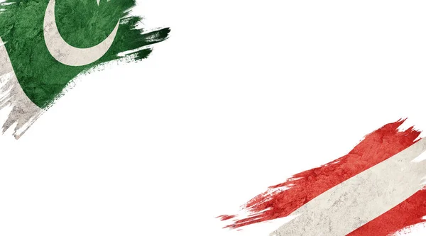 Vlajky Pákistánu Rakouska Bílém Podkladu — Stock fotografie