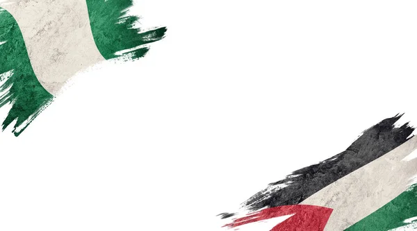 Флаги Нигерии Палестины Белой Спине — стоковое фото