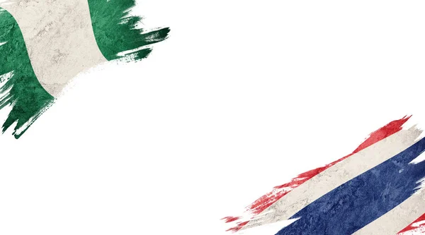 白地にナイジェリアとタイの国旗 — ストック写真