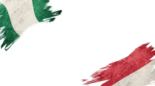 尼日利亚和摩纳哥关于白色背景的旗帜N — 图库照片