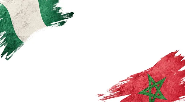 Banderas Nigeria Marruecos Sobre Fondo Blanco —  Fotos de Stock
