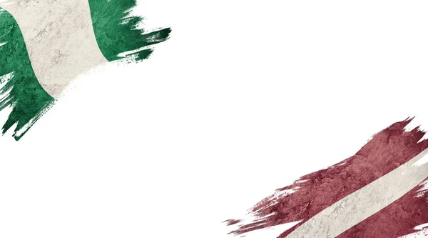 尼日利亚和拉脱维亚在白人背景上的旗帜N — 图库照片