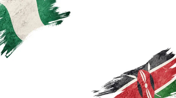 Bandeiras Nigéria Quênia Backgroun Branco — Fotografia de Stock