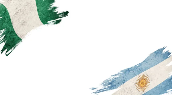 白地にナイジェリアとアルゼンチンの国旗 — ストック写真