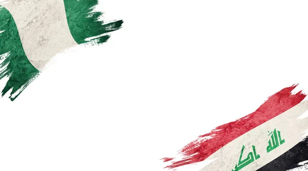 Bandiere Nigeria Iraq Sfondo Bianco — Foto Stock