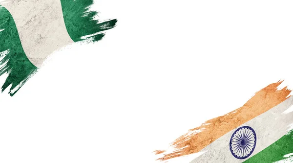 白地にナイジェリアとインドの国旗 — ストック写真