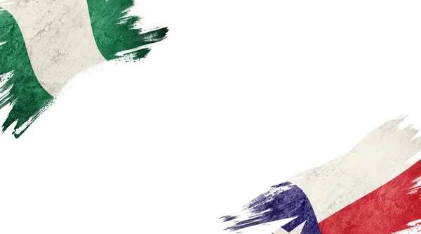 尼日利亚和智利在白人背景上的旗帜N — 图库照片