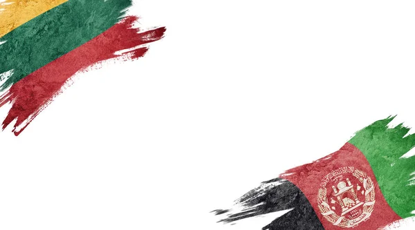 Σημαίες Της Λιθουανίας Και Του Αφγανιστάν Λευκό Φόντο — Φωτογραφία Αρχείου