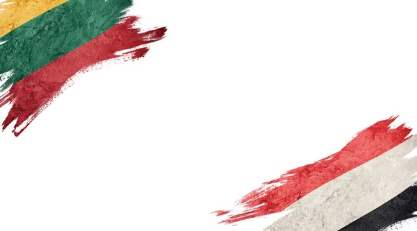 Bandiere Della Lituania Dello Yemen Sfondo Bianco — Foto Stock