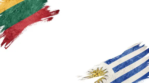Flagi Litwy Urugwaju Białym Tle — Zdjęcie stockowe