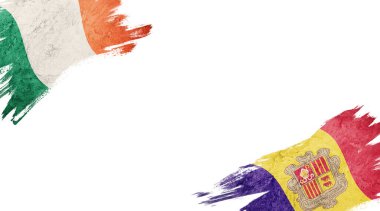 İrlanda ve Andorra bayrakları beyaz sırtüstü