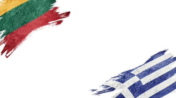 Прапори Литви Греції Білому Тлі — стокове фото