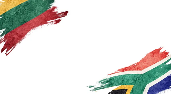 Bandeiras Lituânia África Sul Backgroun Branco — Fotografia de Stock