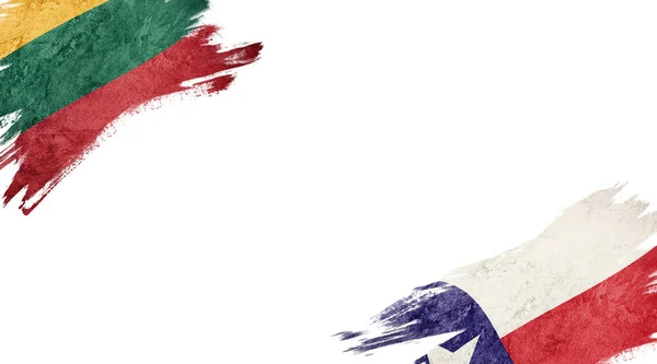 Vlajky Litvy Chile Bílém Pozadí — Stock fotografie
