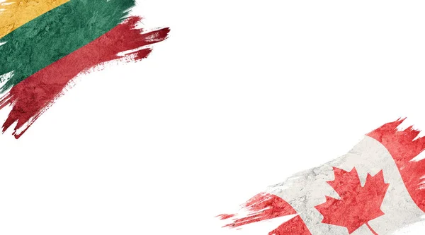 Vlaggen Van Litouwen Canada Witte Achtergrond — Stockfoto