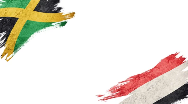 Bandiere Della Giamaica Dello Yemen Sfondo Bianco — Foto Stock