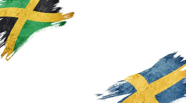 白い背景にジャマイカとスウェーデンの旗 — ストック写真