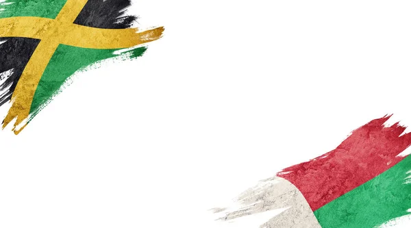 Flags Jamaica Madagascar White Backgroun — Stock Photo, Image