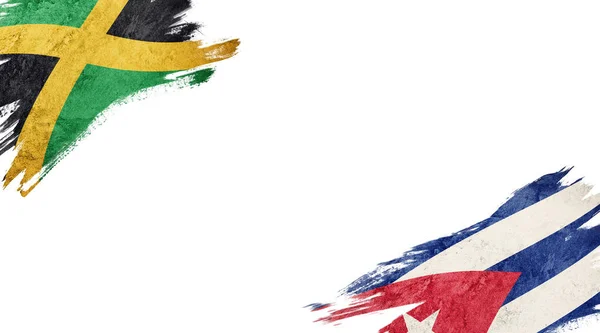 Vlajky Jamajky Kuby Bílém Pozadí — Stock fotografie
