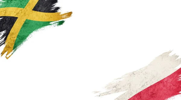 Bandeiras Jamaica Polônia Backgroun Branco — Fotografia de Stock