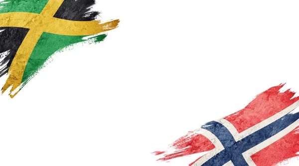 Banderas Jamaica Noruega Sobre Fondo Blanco —  Fotos de Stock