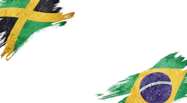 Flagi Jamajki Brazylii Białym Tle — Zdjęcie stockowe