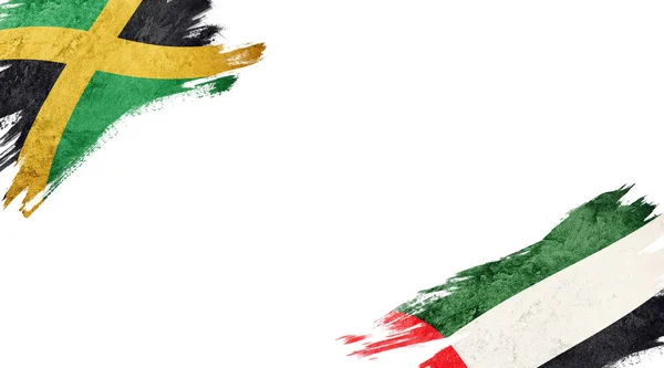 Bandiere Della Giamaica Degli Emirati Arabi Uniti Sfondo Bianco — Foto Stock