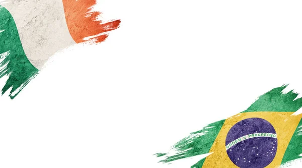 Flags Ireland Brazil White Backgroun — Stock Photo, Image