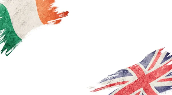 Rlanda Büyük Britanya Bayrakları Beyaz Sırtüstü — Stok fotoğraf