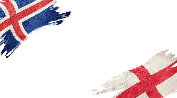 Флаги Исландии Англии Белой Спине — стоковое фото