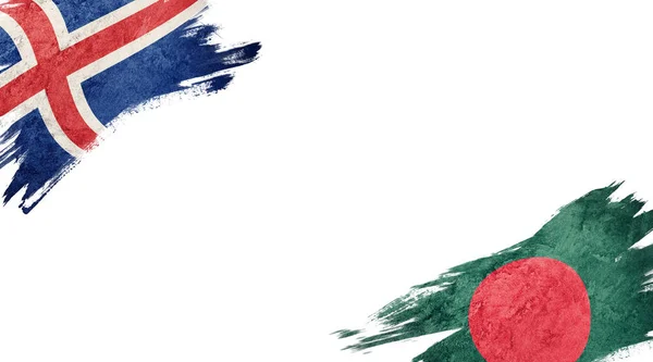 冰岛和孟加拉国在白人背景上的旗帜N — 图库照片
