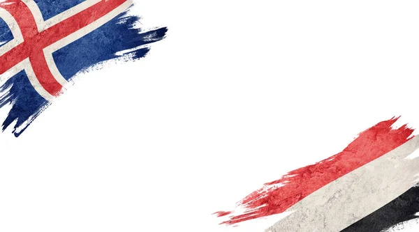 Прапори Ісландії Ємену Білій Підгрупі — стокове фото