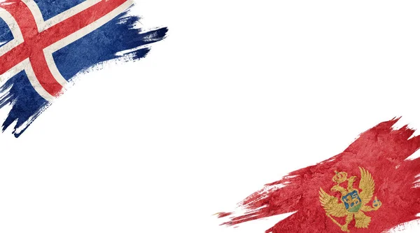 Flagi Islandii Czarnogóry Białym Tle — Zdjęcie stockowe