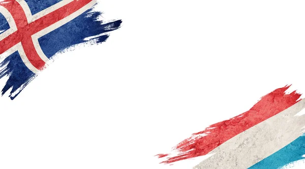 Vlajky Islandu Lucemburska Bílém Pozadí — Stock fotografie