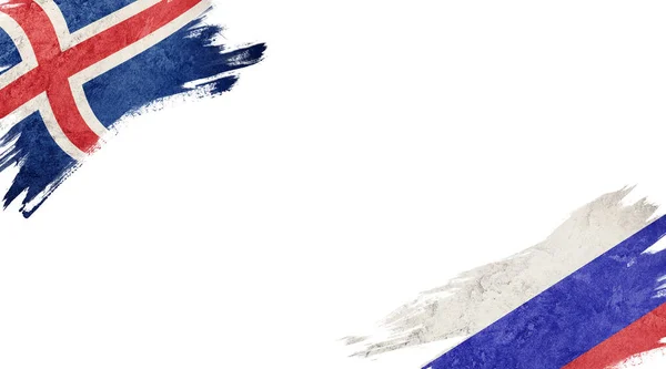 Banderas Islandia Rusia Sobre Fondo Blanco —  Fotos de Stock