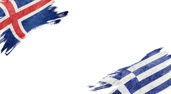 冰岛和希腊在白人背景上的旗帜N — 图库照片