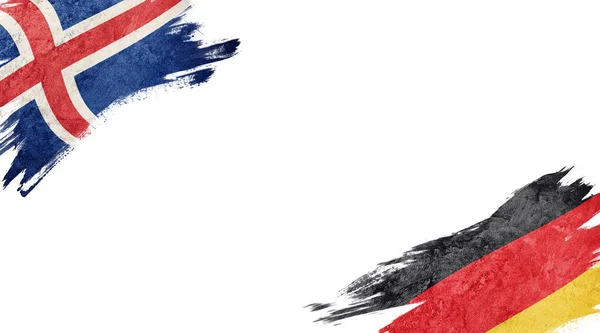 Flagi Islandii Niemiec Białym Tle — Zdjęcie stockowe