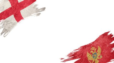 İngiltere ve Karadağ bayrakları beyaz sırtüstü