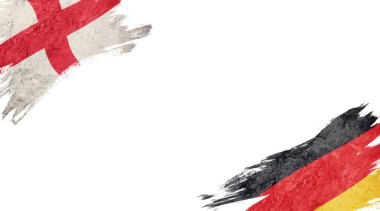 Beyaz sırtüstü duran İngiltere ve Almanya bayrakları