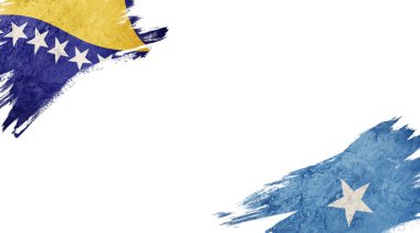 Bosna-Hersek ve Somali bayrakları beyaz sırtüstü