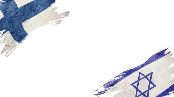 Флаги Финляндии Израиля Белой Спине — стоковое фото