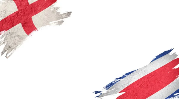 Bandeiras Inglaterra Costa Rica Backgroun Branco — Fotografia de Stock